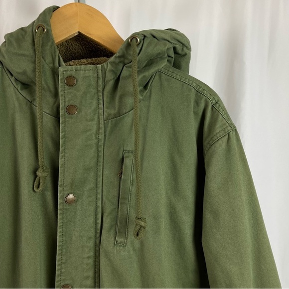 Weatherproof Vintage Large Sherpa Hooded Olive Green Long Parka Coat Canvas - Picture 12 of 12